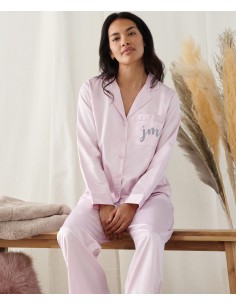 T-TC055-Ladies Satin Long Pyjamas 2